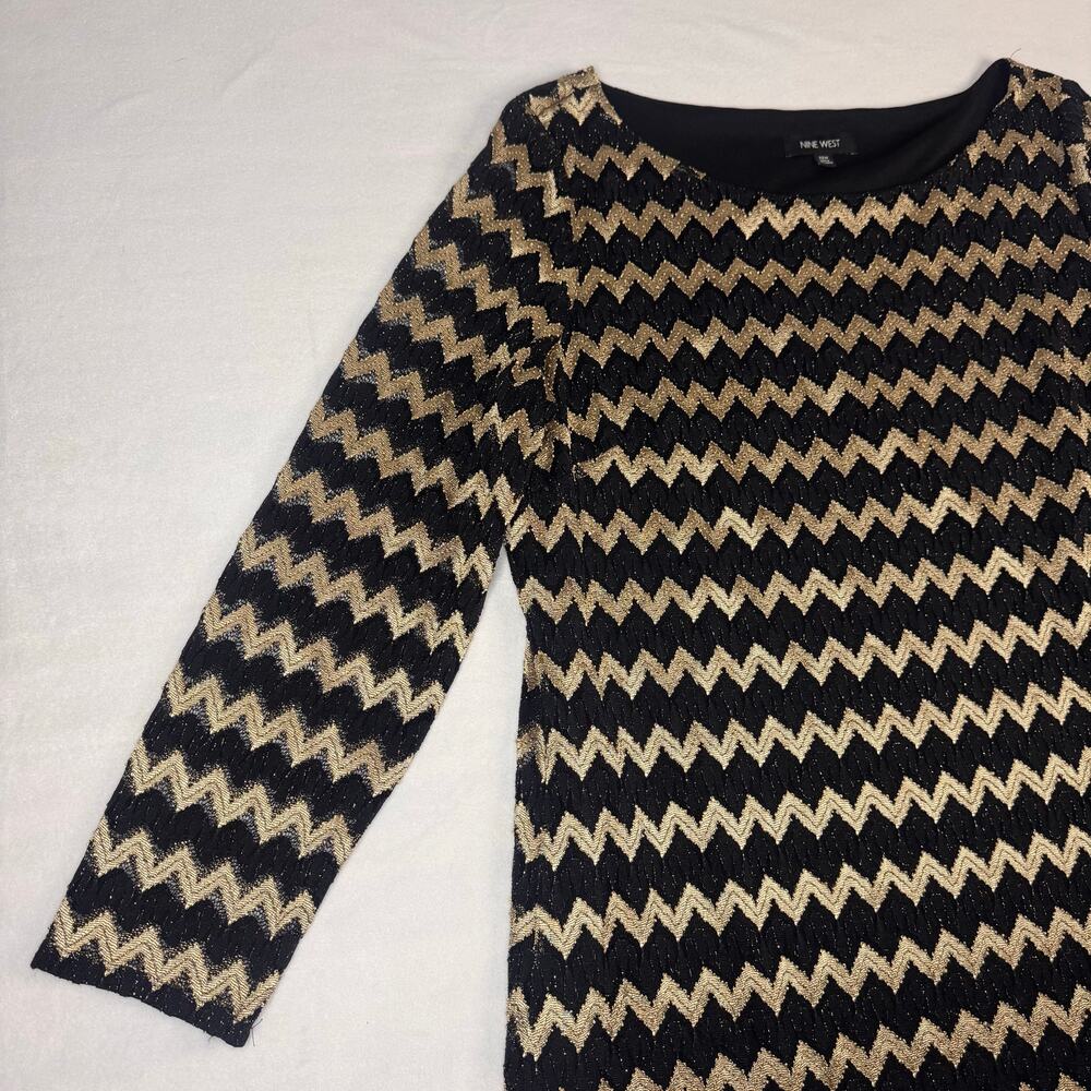 Nine West Chevron Black Gold 22W Dress - Picture 6 of 7